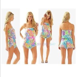 NWOT Lilly Pulitzer Daisy Romper Sea Spray Lover’s Coral